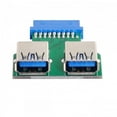 thumbnail image 6 of JSER Dual USB 3.0 A Type Female to Motherboard 20/19 Pin Box Header Slot Adapter PCBA, 6 of 6