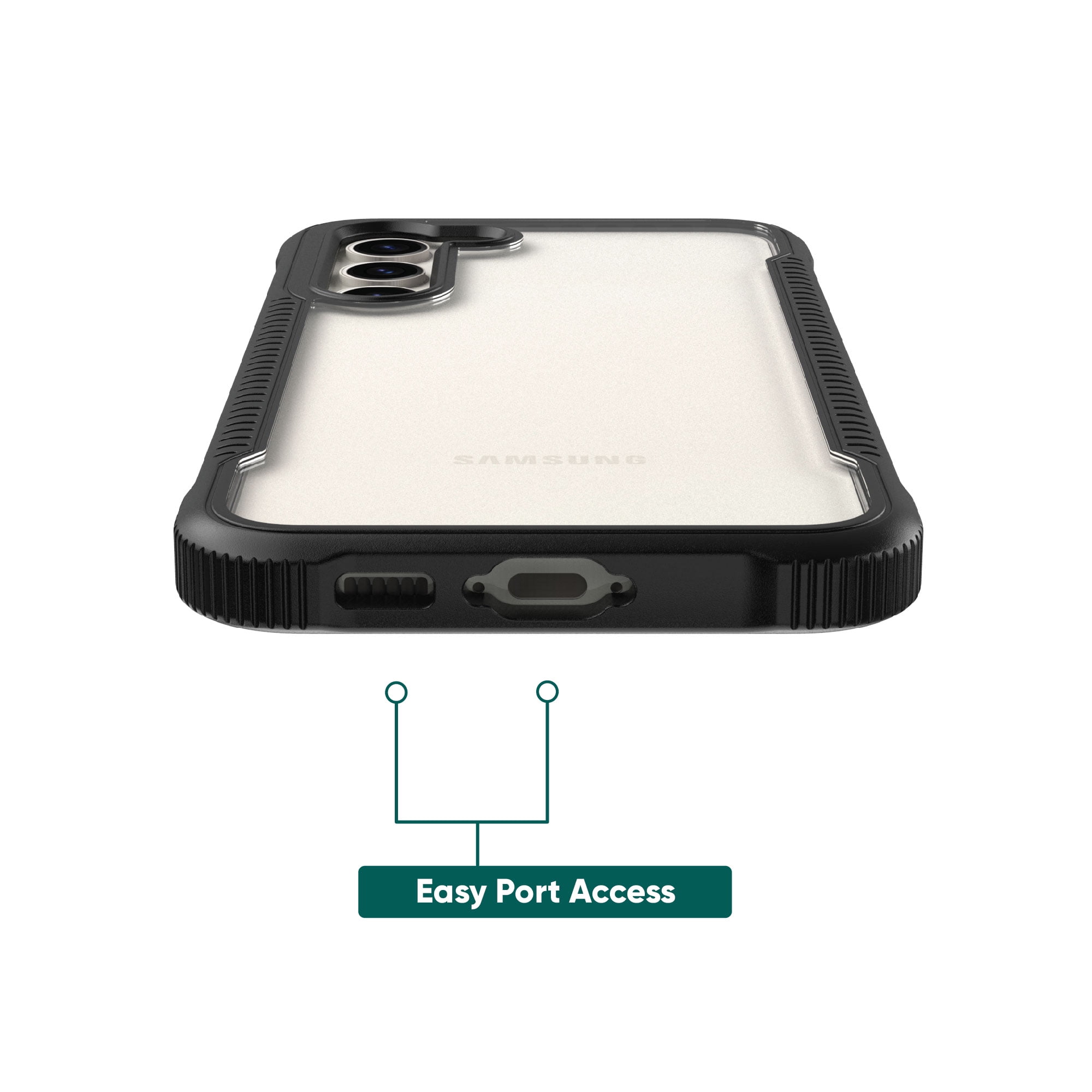 onn Dual-Layer Phone Case for Samsung Galaxy S23+ 5G, Black/Clear