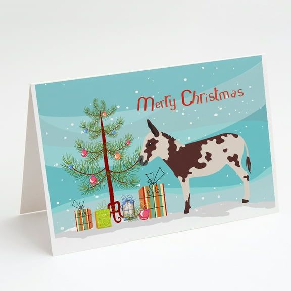 American Spotted Donkey Christmas Greeting Cards and Envelopes Pack of 8