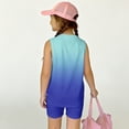 thumbnail image 6 of Summer Clothes for Child Girls Size 10-12 Cute Preppy Girls 2 Piece Outfits Lounge Set Athletic Short Sleeve T Shirts Top and Shorts Clothing Sets Dark Blue 9-10 Years, 6 of 8