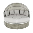thumbnail image 3 of Highsound Patio Furniture Round Sectional Sofa Set, Outdoor Rattan Daybed Two-Tone Weave Sunbed with Retractable Canopy, Separate Seating, Adjustable Table and Removable Cushion, Gray, 3 of 9