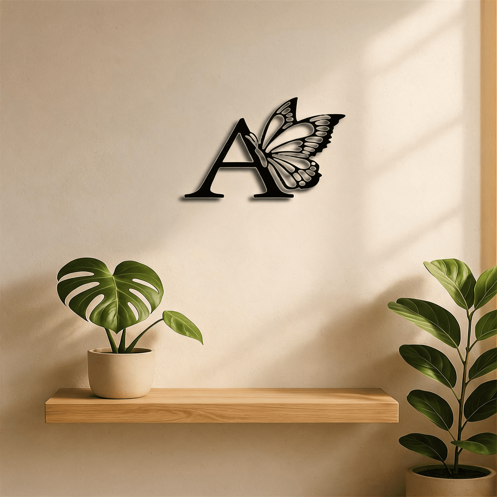 Single Butterfly Monogram iron Wall Art Sign Custom All Letters Wedding Backdrop Home Wall Decor Housewarming Gift DIY Wedding Sign Christmas Halloween New Year Home Decor