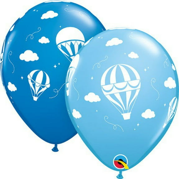 11 inch Hot Air Balloons Dark Blue & Pale Blue Latex Balloons (50 Pack) - Party Supplies Decorations