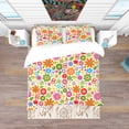 thumbnail image 3 of Designart 'Retro Flower Pattern' Bohemian & Eclectic Bedding Set - Duvet Cover & Shams, 3 of 4