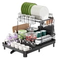 thumbnail image 1 of Escurridor de Platos y Trastes de Acero Inoxidable, Organizador Expandible de 2 Niveles para Fregadero de Cocina, con Drenaje de Válvula, Grande Negro, 1 of 9