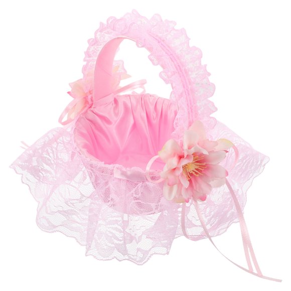 WASHWEPE Cesta De Flores Para Color Rosa Con Asa Para Y Ceremonia Romántica
