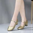 thumbnail image 6 of Purcolt Women Faux PU Leather Dance Shoes Round-Toe Ankle Strap Soft Sole Low Heels Mary Jane Shoe, 6 of 9