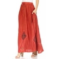 thumbnail image 4 of Sakkas Zarah Women's Boho Embroidery Gypsy Skirt with Lace Elastic Waist Pockets - Cayenne - Plus Size, 4 of 5