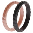 thumbnail image 2 of Juego de anillos trenzados apilables de boda de silicona - Rosa-Negro de ROQ para mujer - Anillo de 2 x 10 mm, 2 of 2