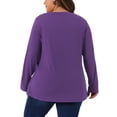 thumbnail image 3 of Agnes Orinda Women's Plus Size St. Patrick's Day Long Sleeves Tops V Neck Loose Button Decor Blouses 1X Dark Purple, 3 of 6