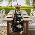 thumbnail image 4 of Vintage Black Floral 70 Inch Table Runner, Spring Seasonal Botanical Blooms Farmhouse Dresser Scarf Cotton & Linen Tablerunner for Dining/Kitchen Island/Holiday Party Décor 13" x 70", 4 of 9