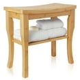 thumbnail image 3 of Casafield Bamboo Bathroom Bench with Storage Shelf, 2-Tier Spa Stool, 3 of 8