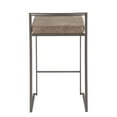 thumbnail image 5 of Fuji Industrial Stackable Counter Stool in Antique with Brown Cowboy Fabric Cushion by LumiSource - Set of 2, 5 of 8