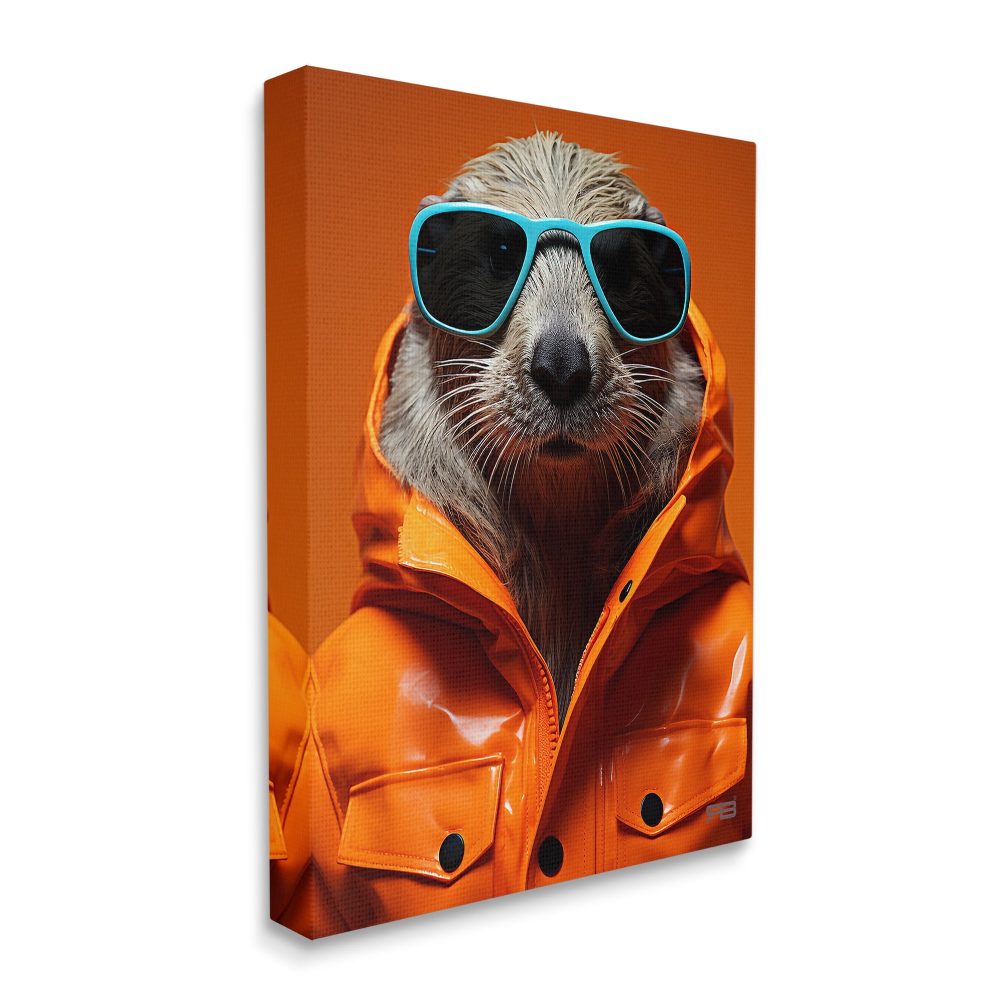 Stupell Industries Trendy Otter with Glasses Animals & Insects Painting Gallery Wrapped Canvas Art Print Wall Art, 16 x 20