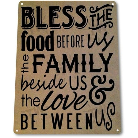Cottage Decor Catalogs TIN SIGN A016 Bless the Food Before Us Beach House Kitchen Cottage Farm Rustic Metal Decor, By Tin World ()