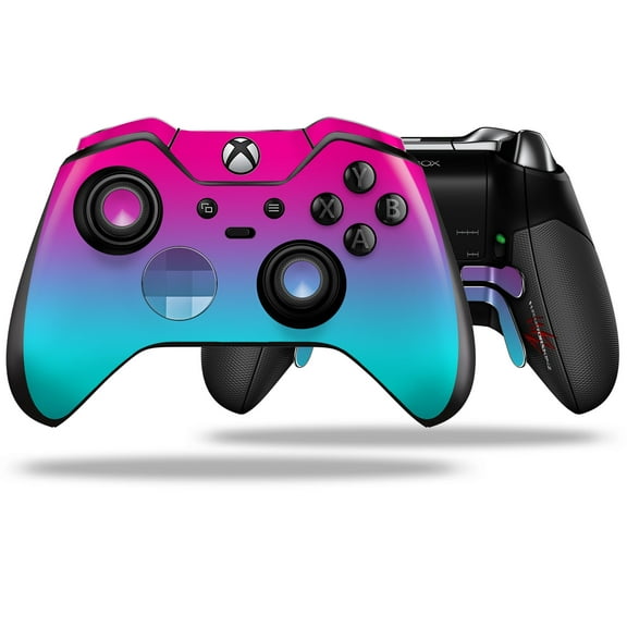 Smooth Fades Neon Teal Hot Pink - Decal Style Skin fits Microsoft XBOX One ELITE Wireless Controller (CONTROLLER NOT INCLUDED) by WraptorSkinz