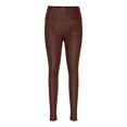 thumbnail image 5 of Clearance Clothes Under $10.00 TMOYZQ Women's Leggings Comfy High Waist Faux Leather Yoga Pants Slim Fit Tummy Control Front Zipper Stretchy Tights, 5 of 6