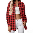 thumbnail image 4 of purcolt Womens Flannel Plaid Shirts Casual Long Sleeve Collared Tops Button Down Blouses Business Work Shirts with Pockets, 4 of 7