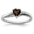 thumbnail image 3 of 925 Sterling Silver Rhodium Smoky Quartz Diamond Ring Size 9, 3 of 5