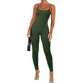 thumbnail image 1 of Bellella Combinaisons pour Femmes Col Rond Pantalons Longs Combinaison Extensible Décontractée Bretelles Spaghetti une Pièce Femmes 2831 Vert Armée S, 1 of 4