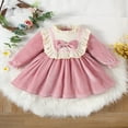 thumbnail image 3 of Robe de Noël en Velours pour Bébé Fille, Col à Volants Manches Longues Nœud devant Robe Princesse Ligne A, 3 of 7