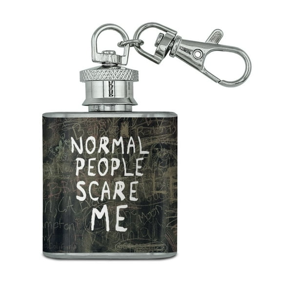 Normal People Scare Me Funny Stainless Steel 1oz Mini Flask Key Chain