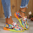 thumbnail image 6 of Colorful Casual Walking Shoes for Women, Lightweight Canvas Loafers with Rainbow Swirl Print, Breathable Slip-On Flats with Soft Cushion Sole, Fashion Sneakers for Spring & Autumn, 6 of 8