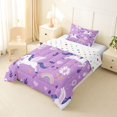 thumbnail image 2 of Manfei Lovely Unicorns Twin Comforter Sets,Sweet Floral Pattern Bedding Set,Purple,Polkadot Reversible,2pcs,1 Comforter and 1 Pillowcase, 2 of 7