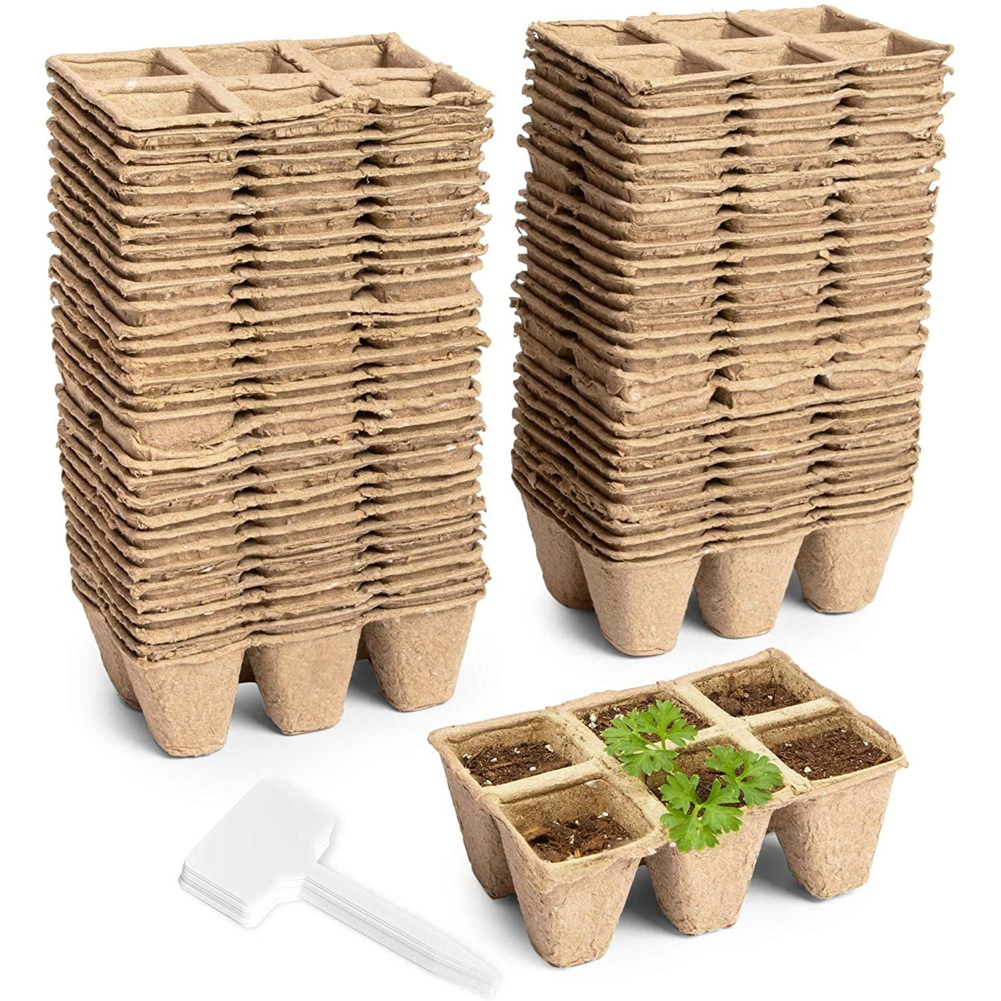 60Pack Seed Starter Peat Pots Garden Seedling Tray with