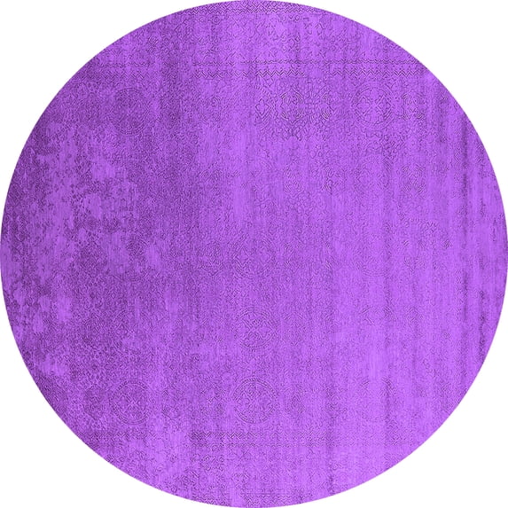 Ahgly Company Indoor Round Oriental Purple Industrial Area Rugs, 3' Round