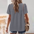 thumbnail image 4 of CHGBMOK Womens T-Shirts Mode Décontractée Manches Courtes Col Rond Plié Blouse Tailles S, 4 of 7