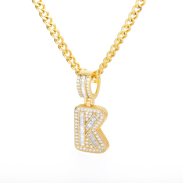 Collar con letras iniciales de Bling Savage para mujer, colgante de acero inoxidable 26 AZ, collar de cadena de hielo brillante, joyería de Hip Hop para hombres Tan Jianjun unisex