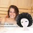thumbnail image 3 of Solid Color Satin Bonnet Women Night Headband Hair Styling Caps (Black), 3 of 8