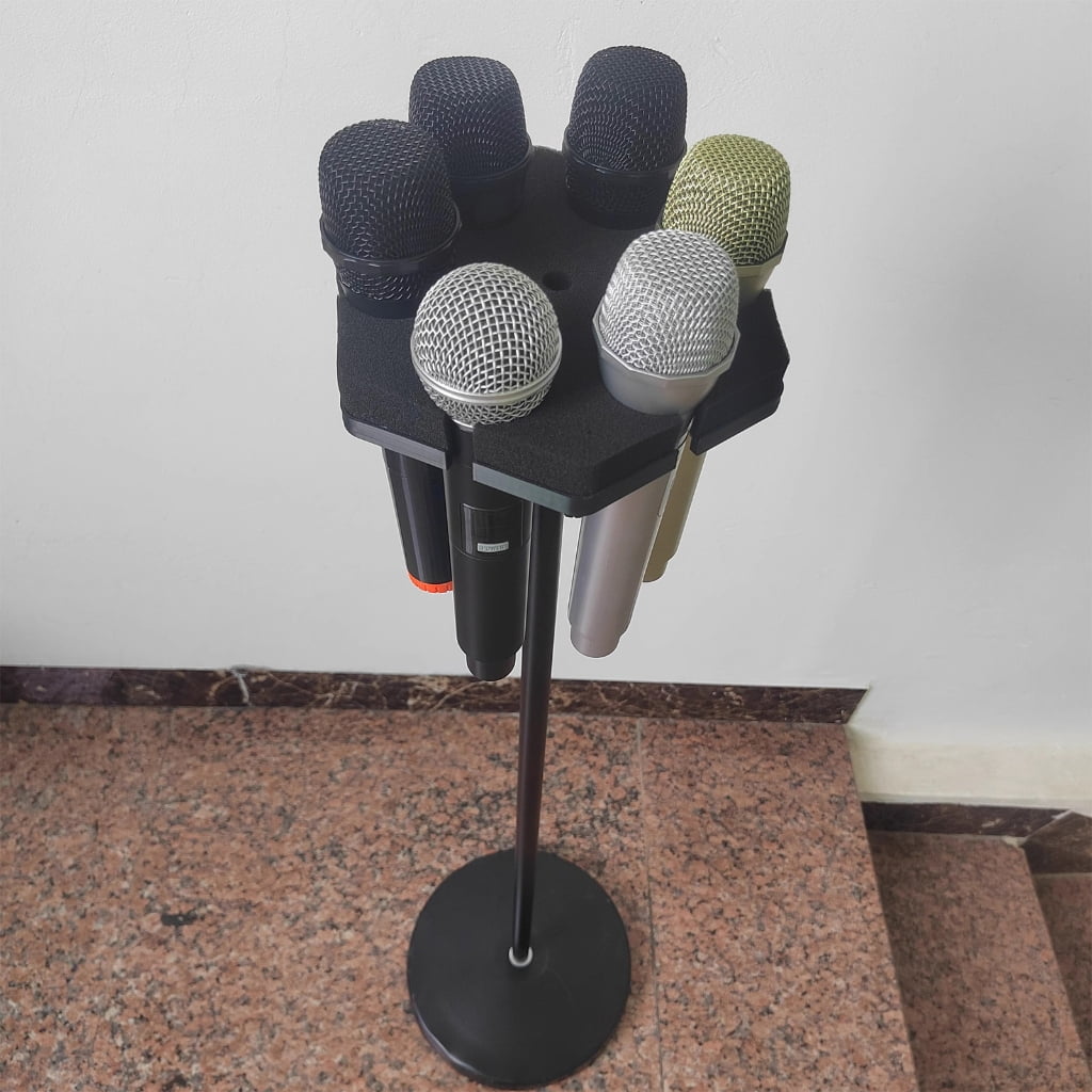 Hexagon Microphone Stand Holder 6-Hole Storage Tray for Studio Recording Live Performances Stable Portable Design