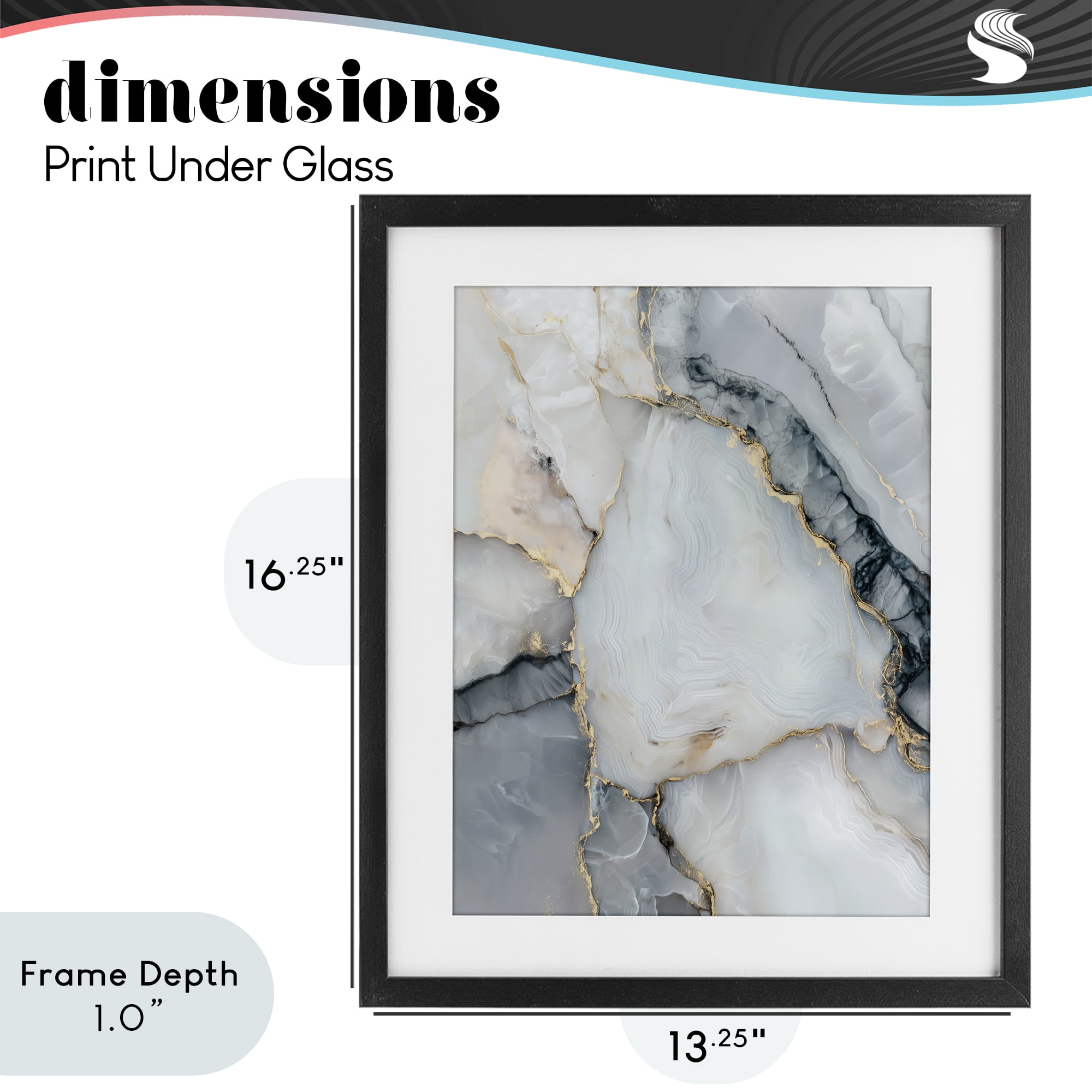 Stupell Industries Luxe Stone Geode Black Framed Print Under Glass, design by Svetlana Aleynikova