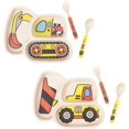 thumbnail image 1 of Juego de platos para niños Platos de bambú para niños pequeños Vajilla Juego de platos para la cena Alimentación para bebés Plato dividido a prueba de derrames oso de fresa Hogar, 1 of 5