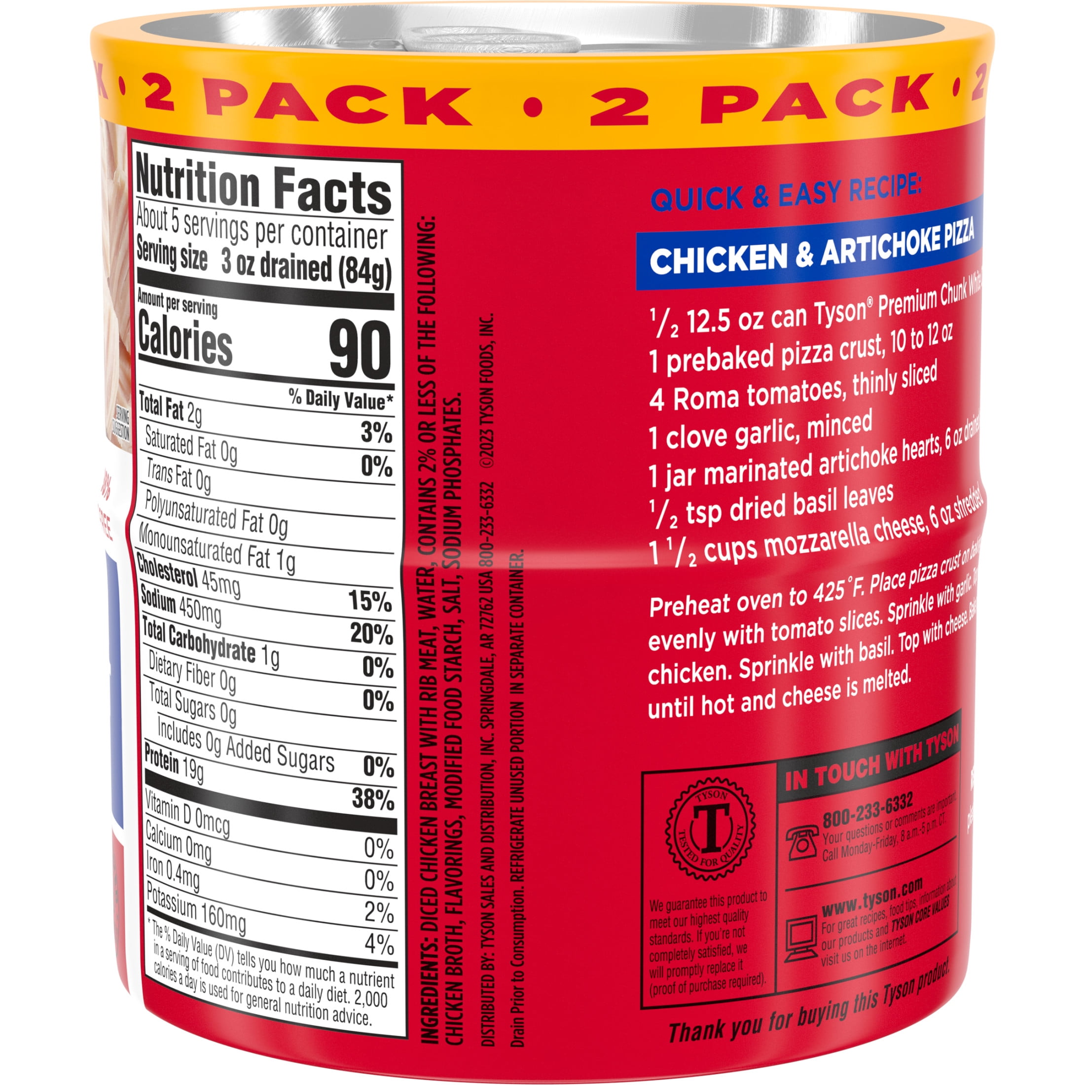 (2 pack) Tyson White Premium Chunk Chicken Breast, 12.5 oz Can (2 Pack)
