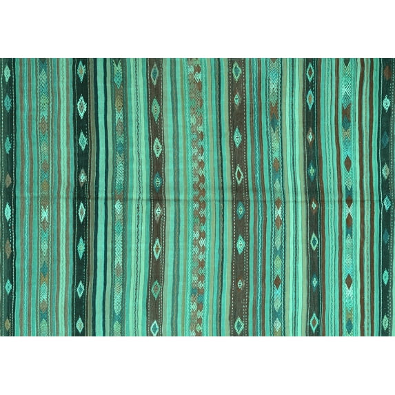 Ahgly Company Indoor Rectangle Southwestern Turquoise Blue Country Area Rugs, 2' x 3'