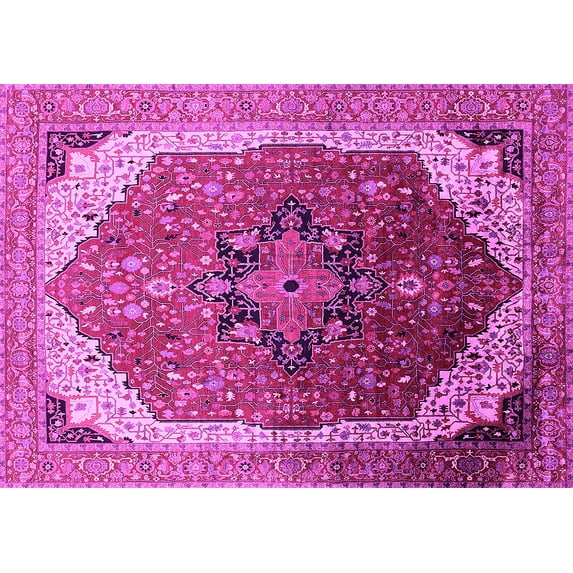 Ahgly Company Indoor Rectangle Oriental Pink Industrial Area Rugs, 2' x 5'