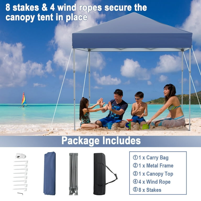Gymax Large Beach Shade, Outdoor Rain Cover, Easy Pop-up Canopy