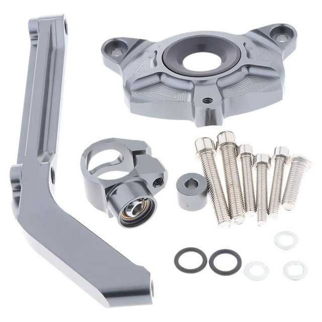 Miulika Stabilisateur d'Amortisseur de Direction en Aluminium, Amortisseur de Direction avec Gris