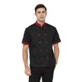 thumbnail image 3 of TOPTIE Short Sleeve Chef Coat Jacket Black Lightweight Button Chef Uniform, 3 of 9