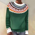 thumbnail image 2 of Bovemsi Womens Sweaters Casual Lightweight Isle Sweater Sleeve Crew Neck Knitted Pullover Comfy Warm Fall Tops Cute Sweaters, 2 of 4