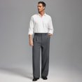 thumbnail image 5 of FEDTOSING Mens Wide Leg Fleece Lined Dress Pants Old Money Baggy Elastic Waist Relaxed Trousers, 5 of 8