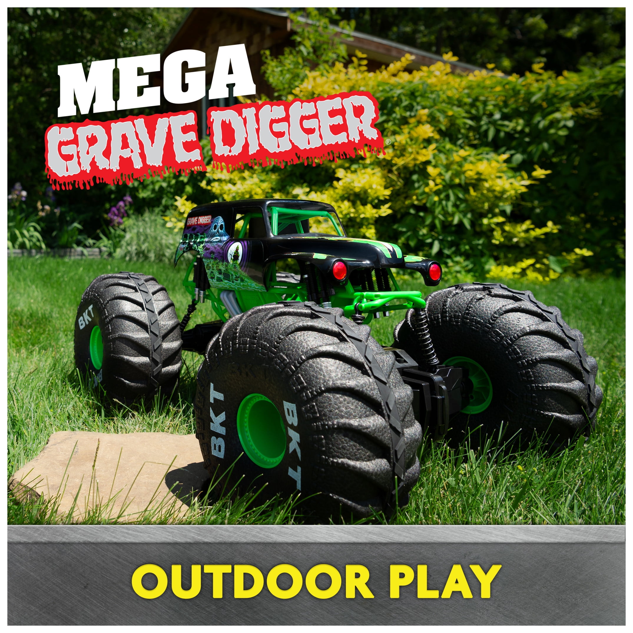 Monster Jam Mega Grave Digger, Giant Controller RC Toy, AllTerrain Remote Control Monster Truck, 1:6(图5)