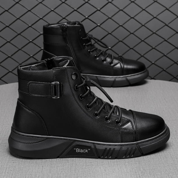 Botas Martin para hombre, botas altas de cuero informales para hombre, botas para hombre de talla grande con terciopelo cálido