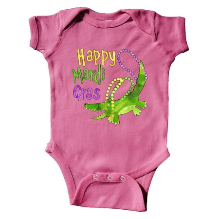 

Inktastic Happy Mardi Gras Cute Alligator with Beads Gift Baby Boy or Baby Girl Bodysuit