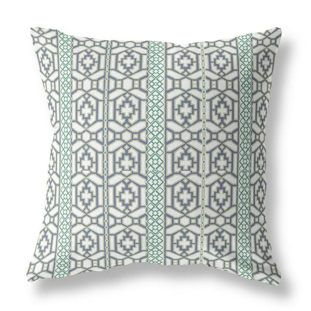 Fleurs de Force Oreiller en Tissu Intérieur / Extérieur avec Zip en Blanc Gris 20x20