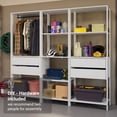 thumbnail image 6 of Madesa Garage Storage Rack with 4 Drawers, Open Shelves and Hanging Space 78"L Multiuse Modular Organization Cabinet for Tools - White, 6 of 11