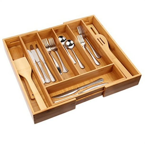 Cutlery Tray with 7 Compartments Flatware Organizer Used for Drawer